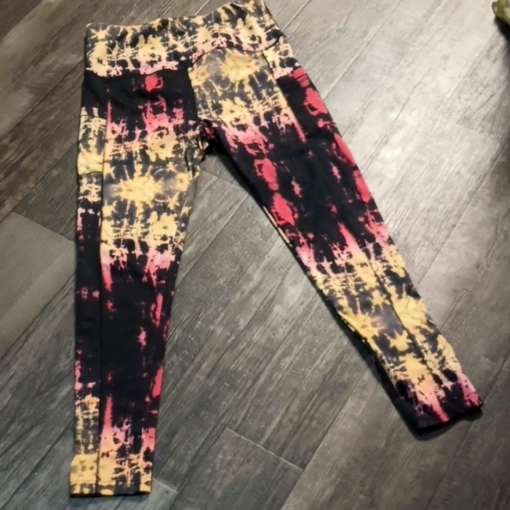 Shosho Tie-Dye Leggings - Black, Yellow, Pink